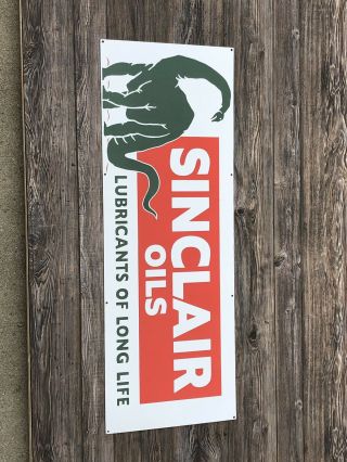 Large Sinclair Oils Dinosaur Porcelain Sign 48” X 17” 5