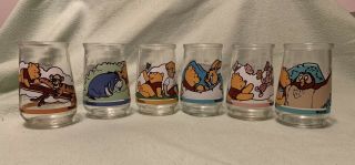 Winnie The Pooh Welch’s Jelly Jars,  Complete Set Of 6,  Rabbit,  Owl,  Piglet