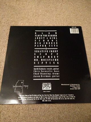 Nirvana - Bleach 1989 UK VINYL 12 inch LP TUPELO TUP LP6.  Rare first UK pressing 2