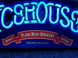 (L@@K) icehouse beer neon light up small back bar sign miller brewery game room 2