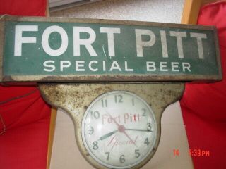 Fort Pitt Special Beer Clock And Light Up Sign.  From The 30 