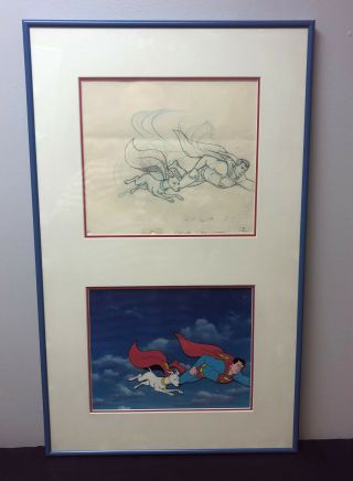 Superboy & Krypto Animation Production Cel & Drawing 1960s