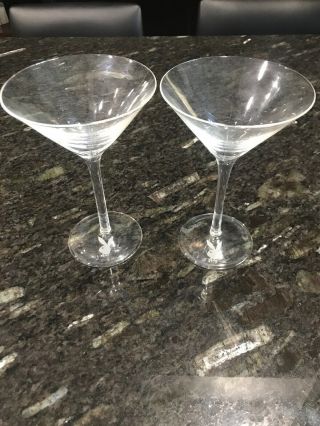 Set Of 2 Vintage Playboy Martini Glasses Bunny On Base Of Glasses Vtg