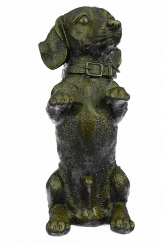 Begging Dachshund Bronze Puppy Dog Figurine 12 " X 6 "