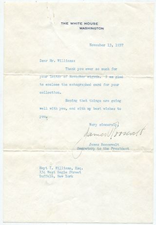 President Franklin Roosevelt Signed White House Card 2