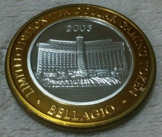 Casino Silver Strike 2003 Bellagio Fountains Limited Edition $10 Gaming Token