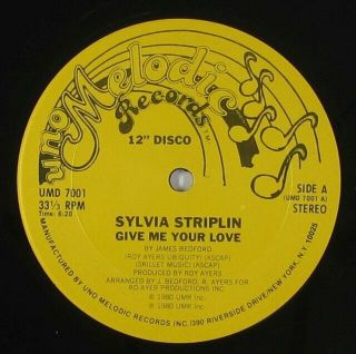 Sylvia Striplin - Give Me Your Love 12 " - Uno Melodic - Modern Soul Boogie Vg,