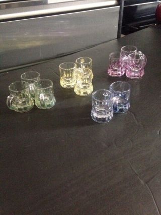 Vintage Set Of 11 (eleven) Federal Glass Mini Beer Mugs Shot Glass