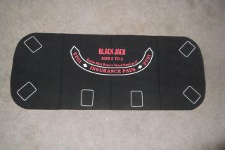 Blackjack Craps Table Top Mat Pad Casino Card Game Black Felt 2 Sided Layout 56