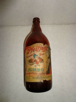 Pfeiffer famous beer Jumb O beer bottle 1947 elephant sticker 2