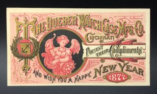 The Dueber Watch Case Mfg.  Co.  Advertising Trade Card,  Cincinnatti,  Oh.
