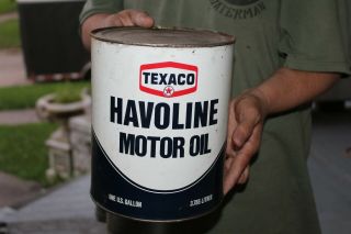 Vintage Texaco Havoline 1 Gallon Motor Oil Metal Can Gas Station Sign