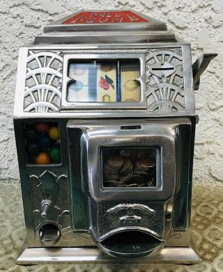 Buckley All 1 Cent Gumball Trade Stimulator With Jackpot,  1936 2
