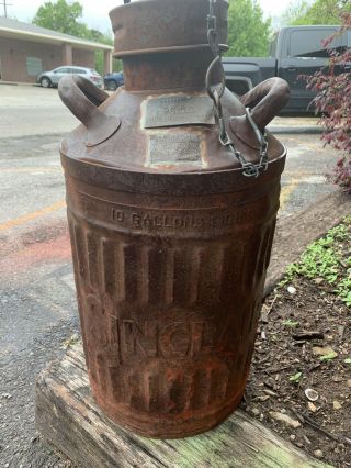 Scarce Vintage Sinclair Oil 10 Gallon Embossed Metal Gas Oil Can 1920 