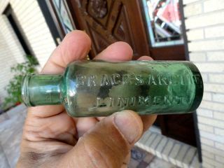 BRAGG’S ARCTIC LINIMENT Medium Green PONTIL MEDICINE BOTTLE St.  LOUIS,  MO 1850 ' s 2