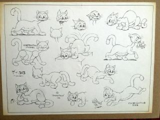 Rare Studio Terrytoon Vintage Cartoon Art Cat& Mouse Early 19tom & Jerry?