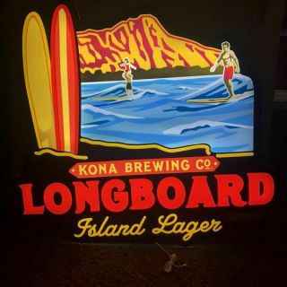 Kona Brewing Animated Longboard Island Lager Led Beer Sign Light Opti Neon