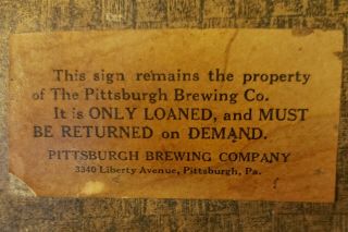 Early Uniontown Beer Tin Over Cardboard TOC Sign Celluloid Pittsburgh Brewing Co 11