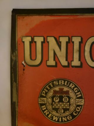 Early Uniontown Beer Tin Over Cardboard TOC Sign Celluloid Pittsburgh Brewing Co 7
