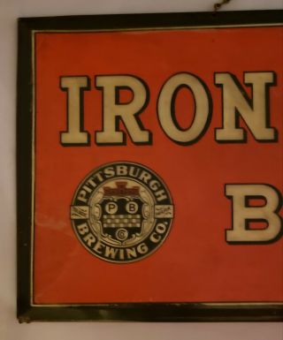 Early Iron City Beer Tin Over Cardboard TOC Sign Celluloid Pittsburgh Brewing Co 2