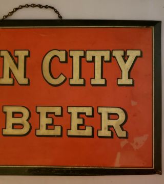 Early Iron City Beer Tin Over Cardboard TOC Sign Celluloid Pittsburgh Brewing Co 3