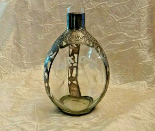 Vintage Haig’s Sterling Silver Overlay Pinched Bottle Whiskey Decanter No Topper