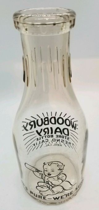 Woodbury Fresno CA Baby/Bottle ACL Graphic Quart Dairy Milk Bottle More Listed 6
