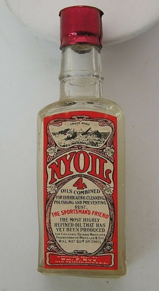 Bottle Antique Old Stock Nyoil Wm F Nye Whale Oil Label Corked Glass Bottle