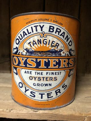 Quality Brand Tangier Oyster Tin Can Crisfield Area Maryland Oyster Tin Can