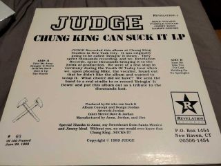 Judge - Chung king can suck it LP first press ltd 100 2