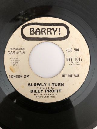 Billy Profit: Slowly I Turn / Poor Poor Joe 45 Rpm Northern Soul Wl Promo Vg,