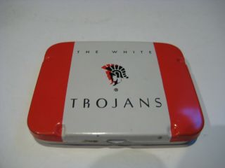 Rare Antique Vintage Trojans The White Condom Rubber Tin Youngs Rubber Corp