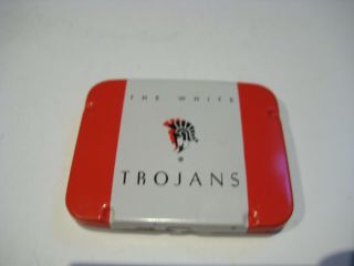 Rare Antique Vintage Trojans The White Condom Rubber Tin Youngs Rubber Corp 2