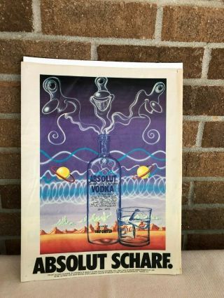 1987 Absolut Scharf Ad,  Drawing By Kenny Scharf,  11 " X 14 1/2 ",  Actual Ad