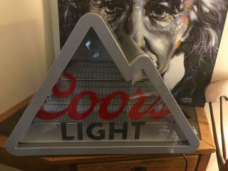(l@@k) Coors Light Beer Mini Refrigerator Cooler Led Light Up Game Room Man Cave