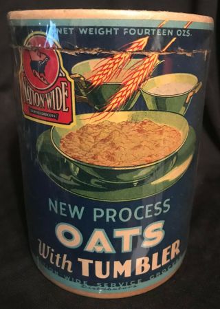 Vintage Nationwide Brand Rolled Oats Container 14oz Box Color