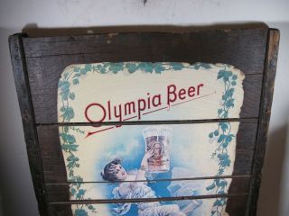 Large Vintage Olympia Beer Wooden Display Sign Bar Tavern Pub Rustic 2