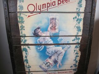 Large Vintage Olympia Beer Wooden Display Sign Bar Tavern Pub Rustic 3