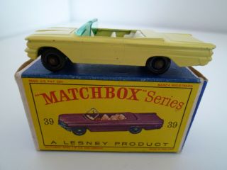 Vintage Matchbox Lesney No.  39b Pontiac Bonneville Convertible Box 1962