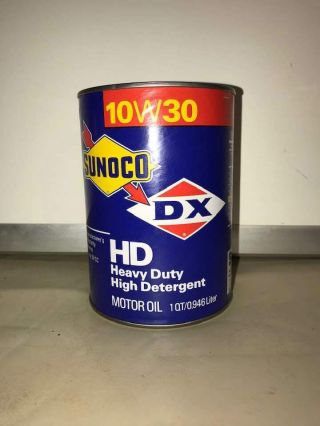 Vintage Sunoco Dx Oil Can Full Nos Quart Gas Rare Handy