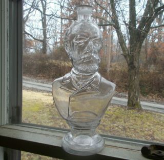 Pontiled 1880s Sadi Carnot French President Figural Bust Wine Bottle Rare