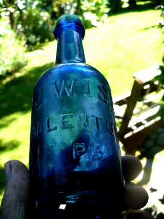 Cobalt Blue Squat Soda J.  Wise Allentown Pa.  1860s
