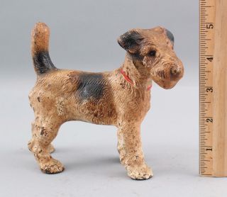 Small Antique Hubley Fox Wire Terrier Dog Cast Iron Paperweight Sculpture