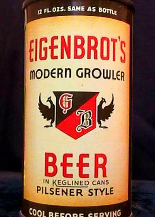 EIGENBROT ' S BEER - 1935 - LONG OPENER INSTRUCTIONAL FLAT TOP CAN - BALTIMORE 2