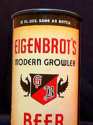 EIGENBROT ' S BEER - 1935 - LONG OPENER INSTRUCTIONAL FLAT TOP CAN - BALTIMORE 3