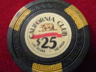 " California Club And Casino Las,  Vegas Nevada @25.  00 Dollar Chip From 1951