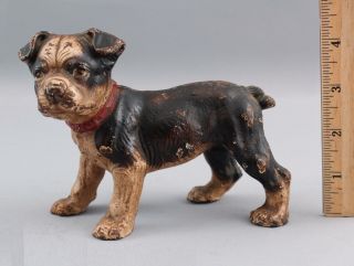Small Antique Hubley Cast Iron Boston Terrier Paperweight 1st Paint