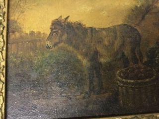 Antique Early 1800 ' s Oil Painting Genre Farm Scene w Frame & Provenance 3