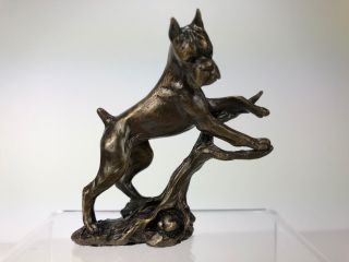 Fabulous Limited Edition Boxer Dog Lost Wax Bronze By Artist Debbie Engle