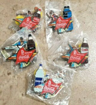 Set Of 5 2008 Beijing Olympics Coca - Cola Sports Action Pins In Packages